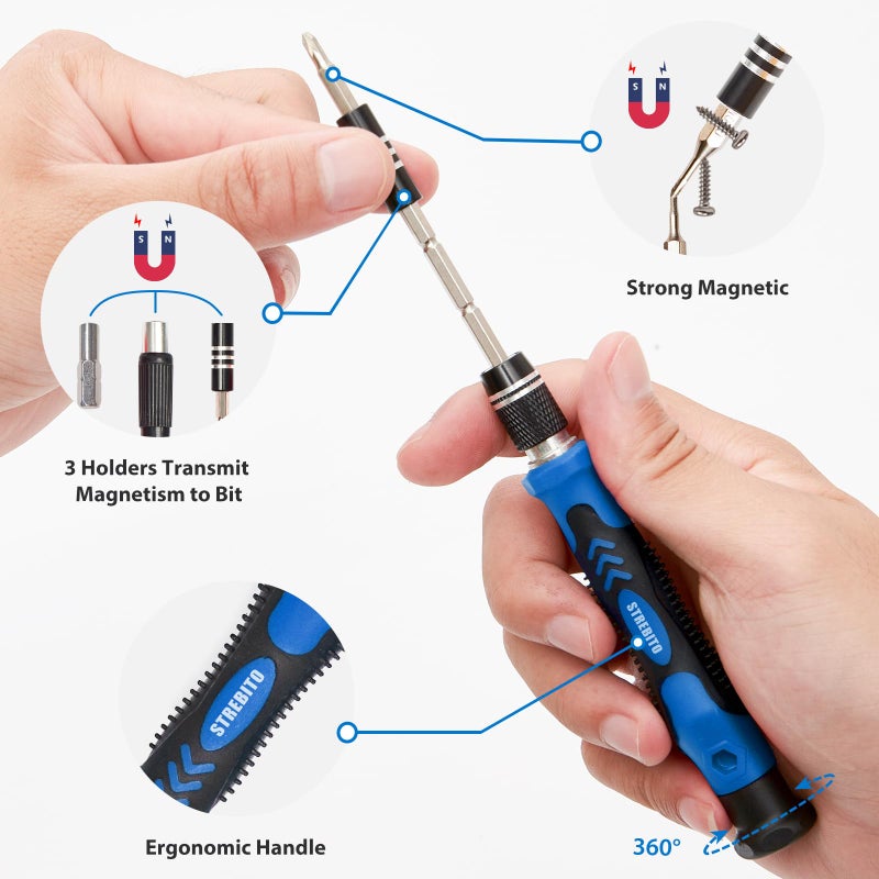 STREBITO Electronics Precision Screwdriver Sets 142-Piece with 120 Bits Magnetic Repair Tool Kit for iPhone  MacBook  Computer  Laptop  PC  Tablet  PS4  Xbox  Nintendo  Game Console - Image 3